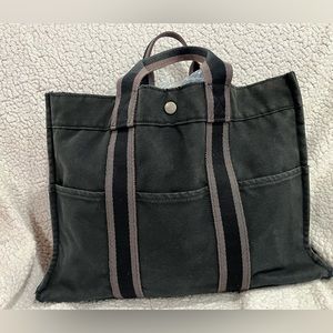Hermes Black And Gray Tote Bag Fool Toe PM
